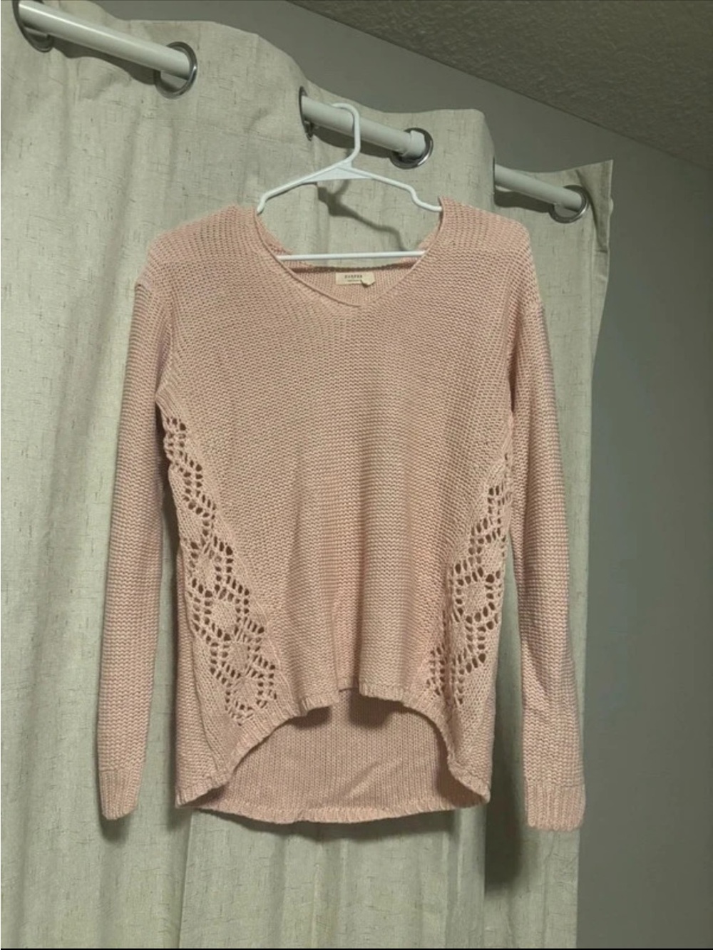 Harper Pale Pink Lace-Trim Crewneck Sweater